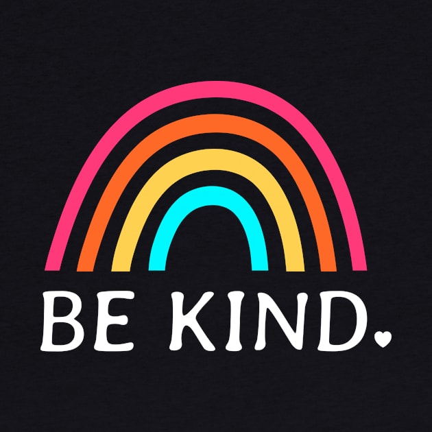 Be Kind With Colorful Rainbow Art For Kindness On Black by mangobanana